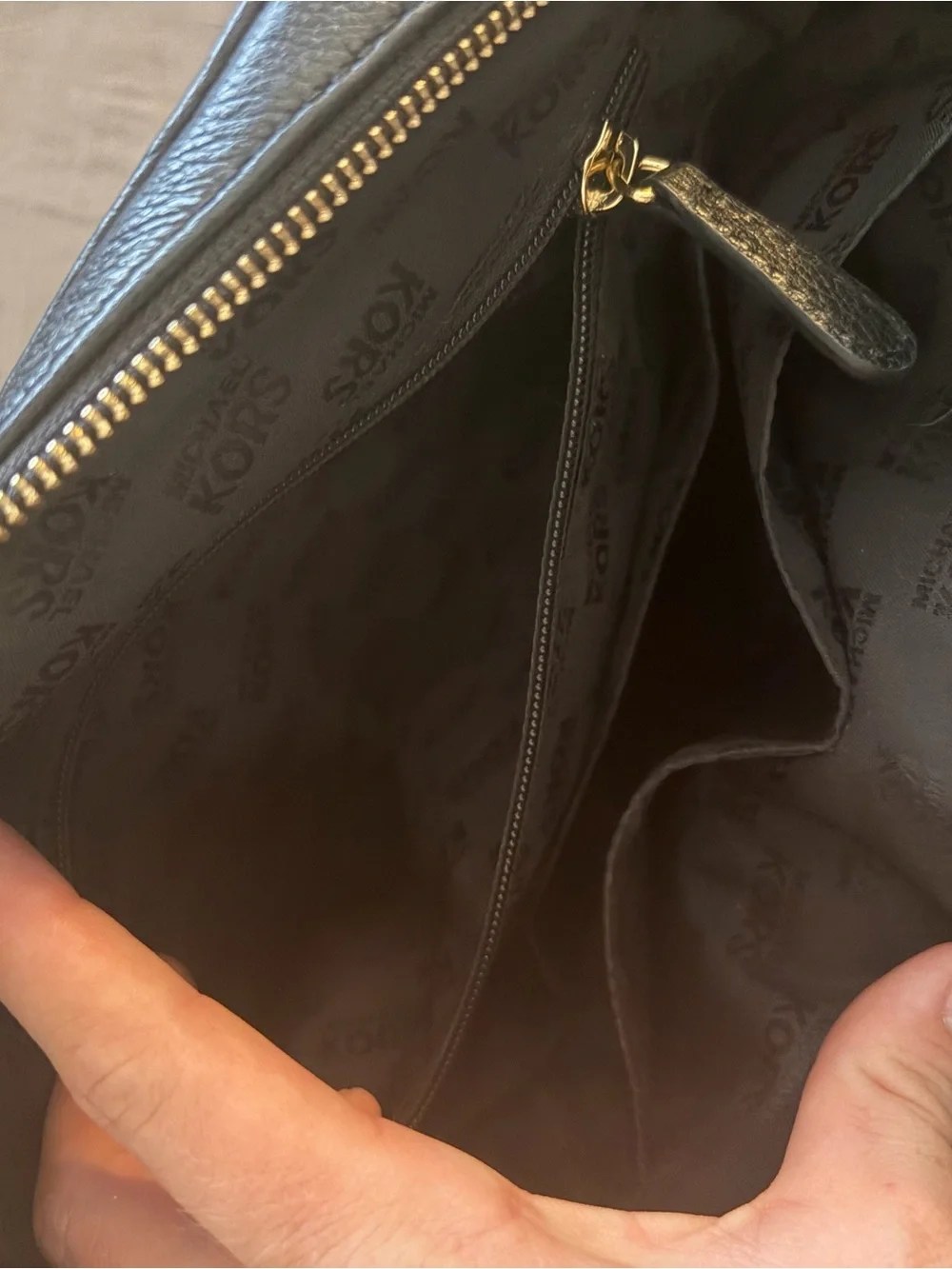 Michael Kors Black Pebbled Leather Satchel with Gold Chain Tassel